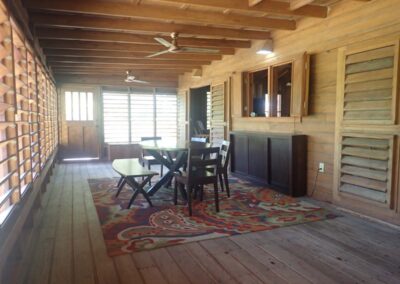 Dining with louvered indoor/outdoor space